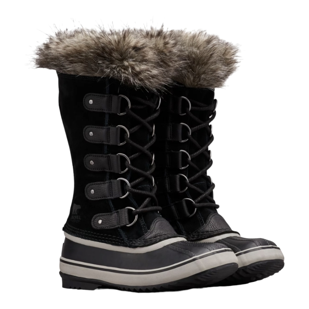 SOREL Women's Joan of Arctic -Black Fur Cuff Waterproof Suede Snow Boots Size 7